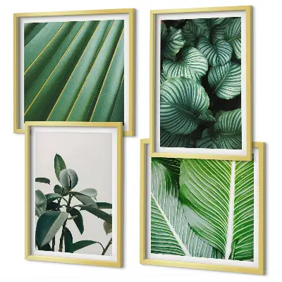 Compoziție de tablouri pentru perete cu frunze tropicale în nuanțe de verde