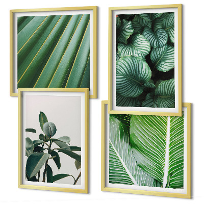 Compoziție de tablouri pentru perete Frunze tropicale în verde