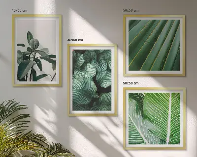 Compoziție de tablouri pentru perete cu frunze tropicale în nuanțe de verde