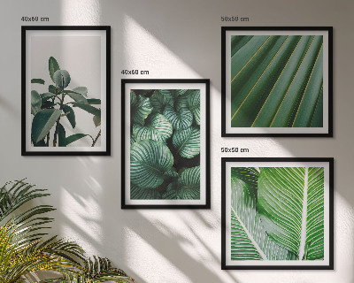 Compoziție de tablouri pentru perete Frunze tropicale în verde