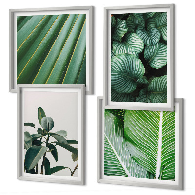 Compoziție de tablouri pentru perete Frunze tropicale în verde