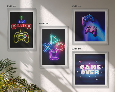 Compoziție de tablouri pentru perete Gamepad-uri, subtitrări pentru pictogramele jucătorului