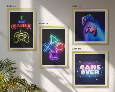 Compoziție de tablouri pentru perete Gamepad-uri, subtitrări pentru pictogramele jucătorului