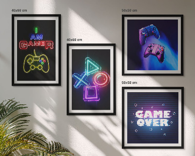 Compoziție de tablouri pentru perete Gamepad-uri, subtitrări pentru pictogramele jucătorului