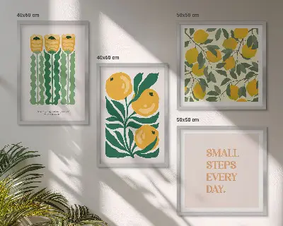 Compoziție de tablouri pentru perete cu modele de plante cu flori