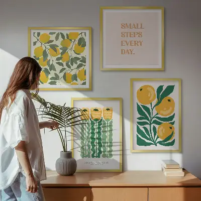 Compoziție de tablouri pentru perete cu modele de plante cu flori