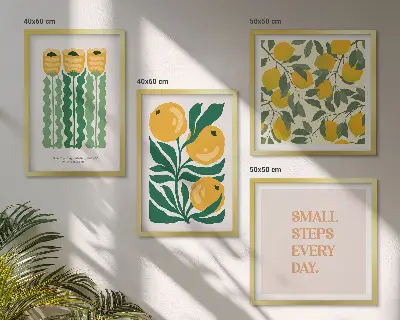 Compoziție de tablouri pentru perete cu modele de plante cu flori