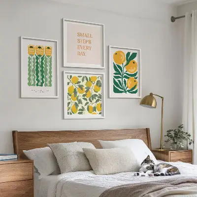 Compoziție de tablouri pentru perete cu modele de plante cu flori