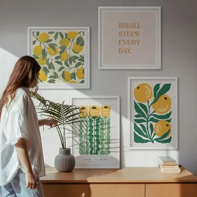 Compoziție de tablouri pentru perete cu modele de plante cu flori
