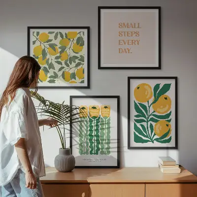Compoziție de tablouri pentru perete cu modele de plante cu flori