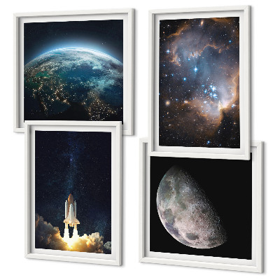 Set tablouri gata de agățat Galaxia rachetă Space Earth