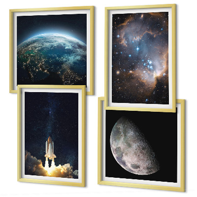 Set tablouri gata de agățat Galaxia rachetă Space Earth