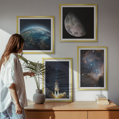 Set tablouri gata de agățat Galaxia rachetă Space Earth