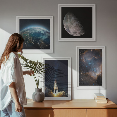 Set tablouri gata de agățat Galaxia rachetă Space Earth