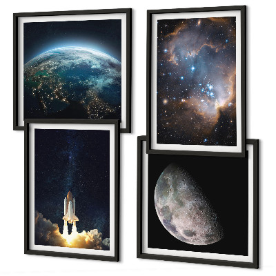 Set tablouri gata de agățat Galaxia rachetă Space Earth