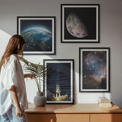 Set tablouri gata de agățat Galaxia rachetă Space Earth