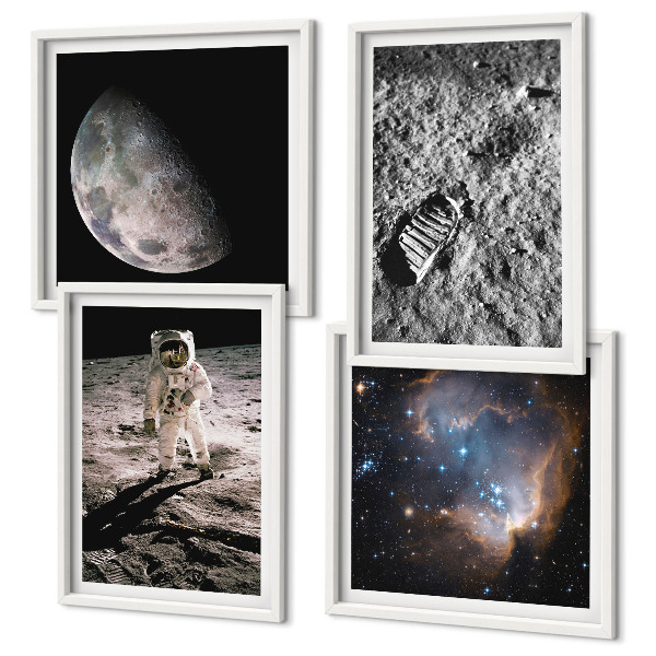 Set tablouri gata de agățat Fotografie cu urme de Lună ale astronauților