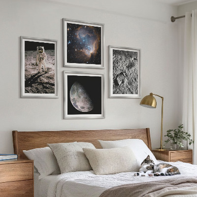 Set tablouri gata de agățat Fotografie cu urme de Lună ale astronauților