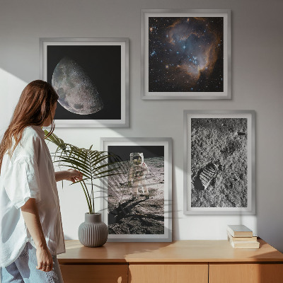 Set tablouri gata de agățat Fotografie cu urme de Lună ale astronauților