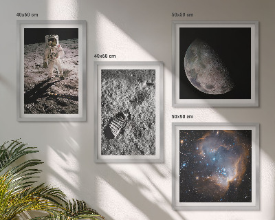 Set tablouri gata de agățat Fotografie cu urme de Lună ale astronauților