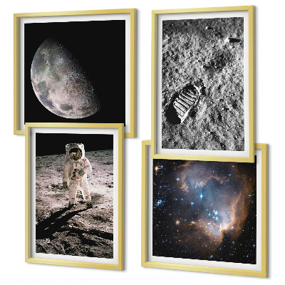 Set tablouri gata de agățat Fotografie cu urme de Lună ale astronauților