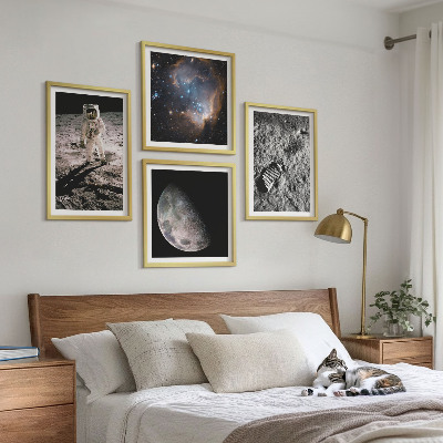 Set tablouri gata de agățat Fotografie cu urme de Lună ale astronauților