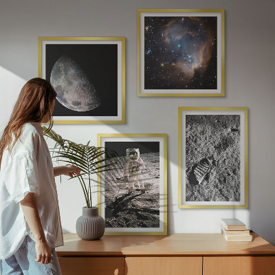 Set tablouri gata de agățat Fotografie cu urme de Lună ale astronauților