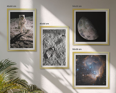 Set tablouri gata de agățat Fotografie cu urme de Lună ale astronauților
