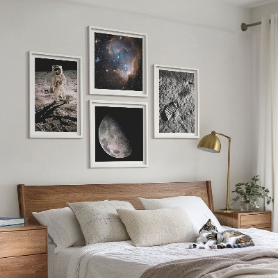 Set tablouri gata de agățat Fotografie cu urme de Lună ale astronauților