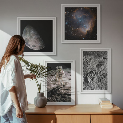 Set tablouri gata de agățat Fotografie cu urme de Lună ale astronauților
