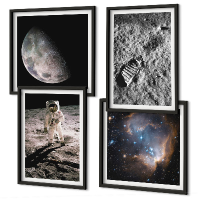 Set tablouri gata de agățat Fotografie cu urme de Lună ale astronauților