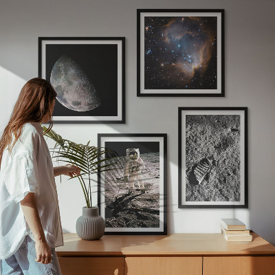 Set tablouri gata de agățat Fotografie cu urme de Lună ale astronauților