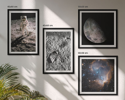 Set tablouri gata de agățat Fotografie cu urme de Lună ale astronauților
