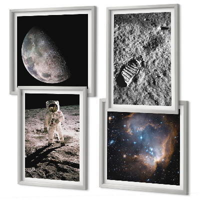 Set tablouri gata de agățat Fotografie cu urme de Lună ale astronauților