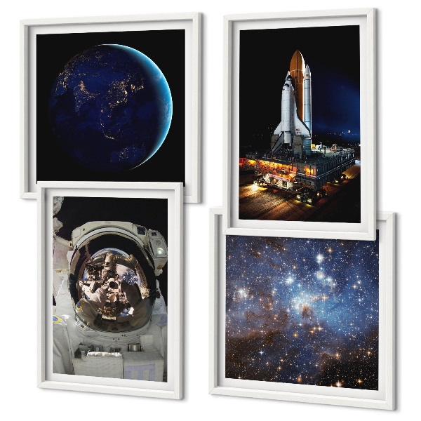 Set tablouri gata de agățat Rachetă astronaut Space Earth