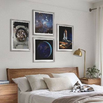 Set tablouri gata de agățat Rachetă astronaut Space Earth