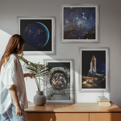 Set tablouri gata de agățat Rachetă astronaut Space Earth