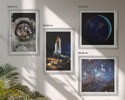 Set tablouri gata de agățat Rachetă astronaut Space Earth