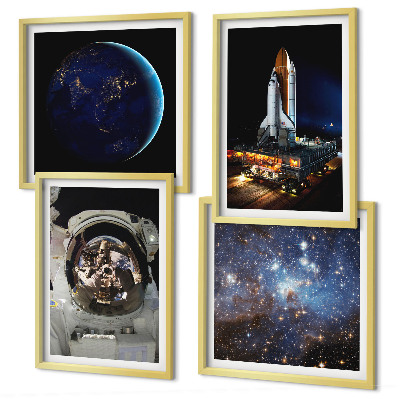 Set tablouri gata de agățat Rachetă astronaut Space Earth