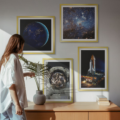 Set tablouri gata de agățat Rachetă astronaut Space Earth
