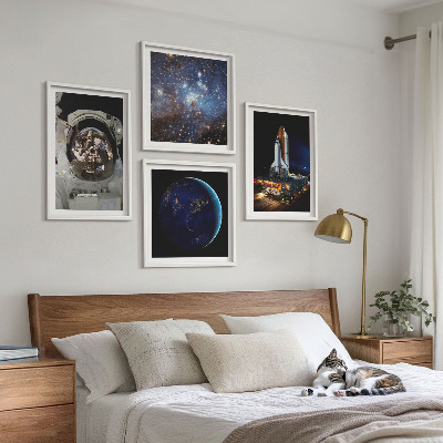 Set tablouri gata de agățat Rachetă astronaut Space Earth