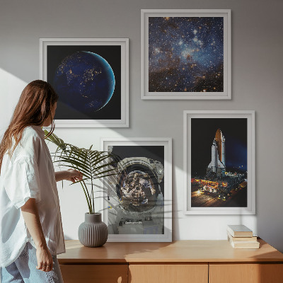 Set tablouri gata de agățat Rachetă astronaut Space Earth