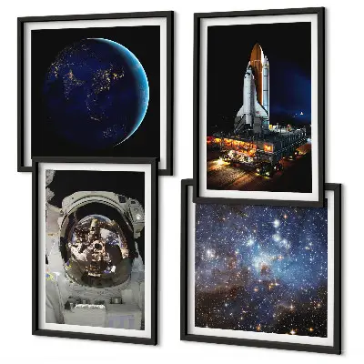 Set tablouri Rachetă astronaut Space Earth gata de agățat