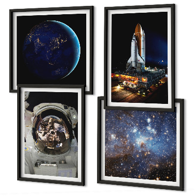 Set tablouri gata de agățat Rachetă astronaut Space Earth