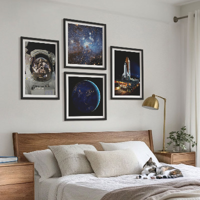 Set tablouri gata de agățat Rachetă astronaut Space Earth