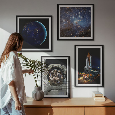 Set tablouri gata de agățat Rachetă astronaut Space Earth
