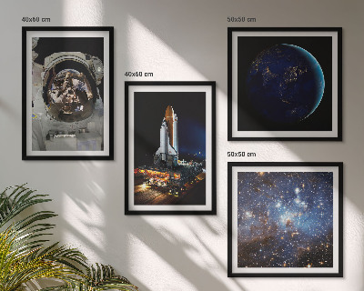 Set tablouri gata de agățat Rachetă astronaut Space Earth