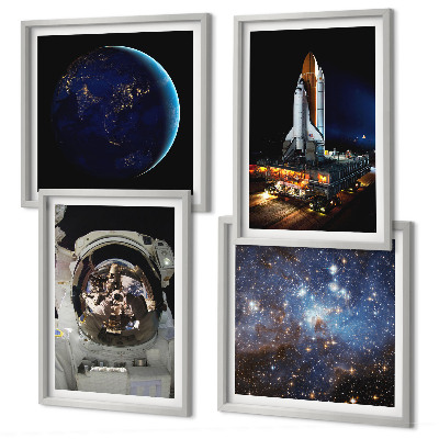 Set tablouri gata de agățat Rachetă astronaut Space Earth