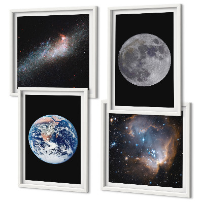 Compoziție de tablouri pentru perete Galaxie Spațiu Lună