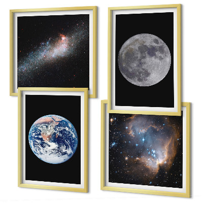 Compoziție de tablouri pentru perete Galaxie Spațiu Lună